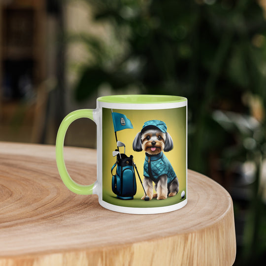 Yorkipoo Golfer- Mug with Color Inside v7