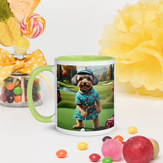 Yorkipoo Golfer- Mug with Color Inside v8