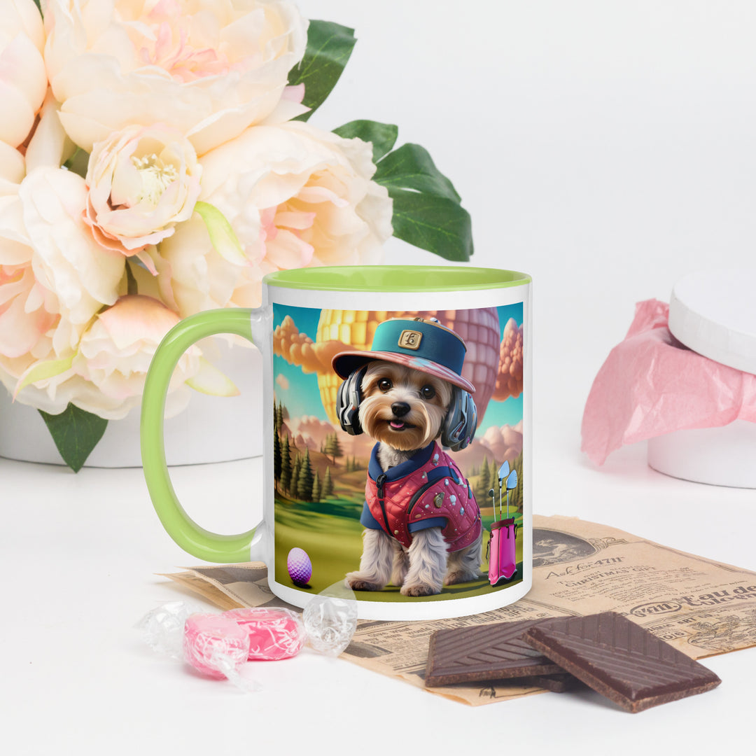 Yorkipoo Golfer- Mug with Color Inside v9