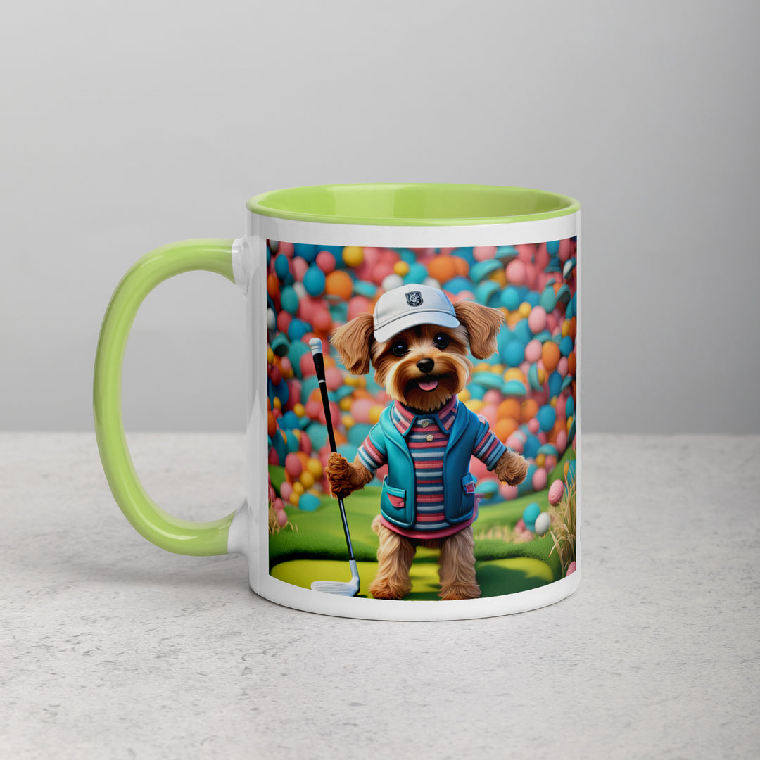 Yorkipoo Golfer- Mug with Color Inside v14