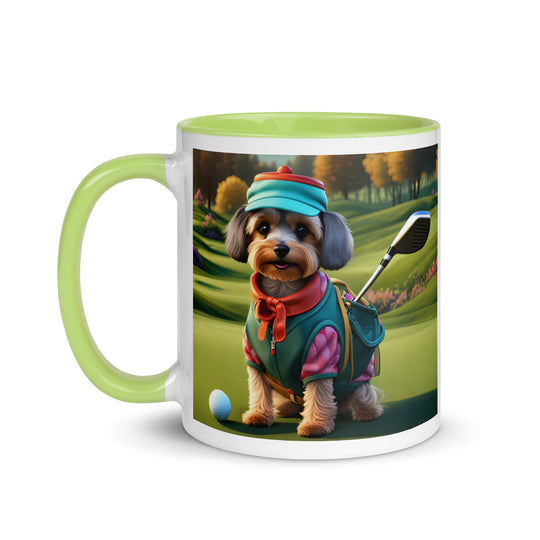 Yorkipoo Golfer- Mug with Color Inside v15