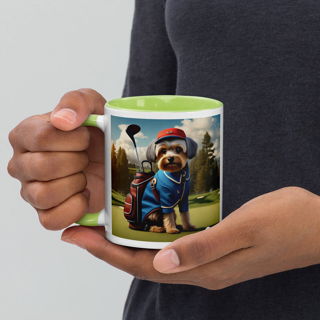 Yorkipoo Golfer- Mug with Color Inside v16