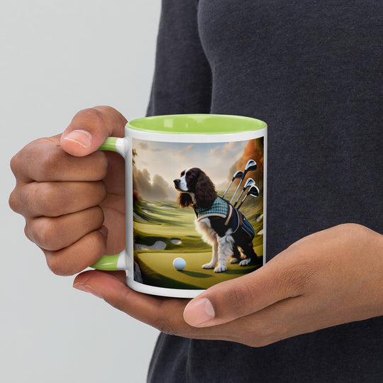 Sprocker Spaniel Golfer- Mug with Color Inside v2