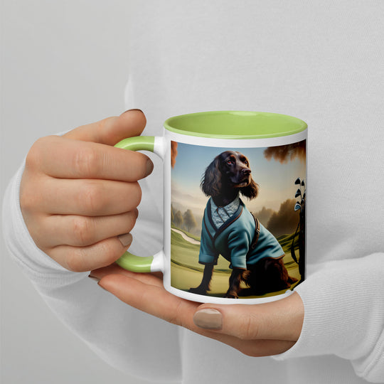 Sprocker Spaniel Golfer- Mug with Color Inside v3