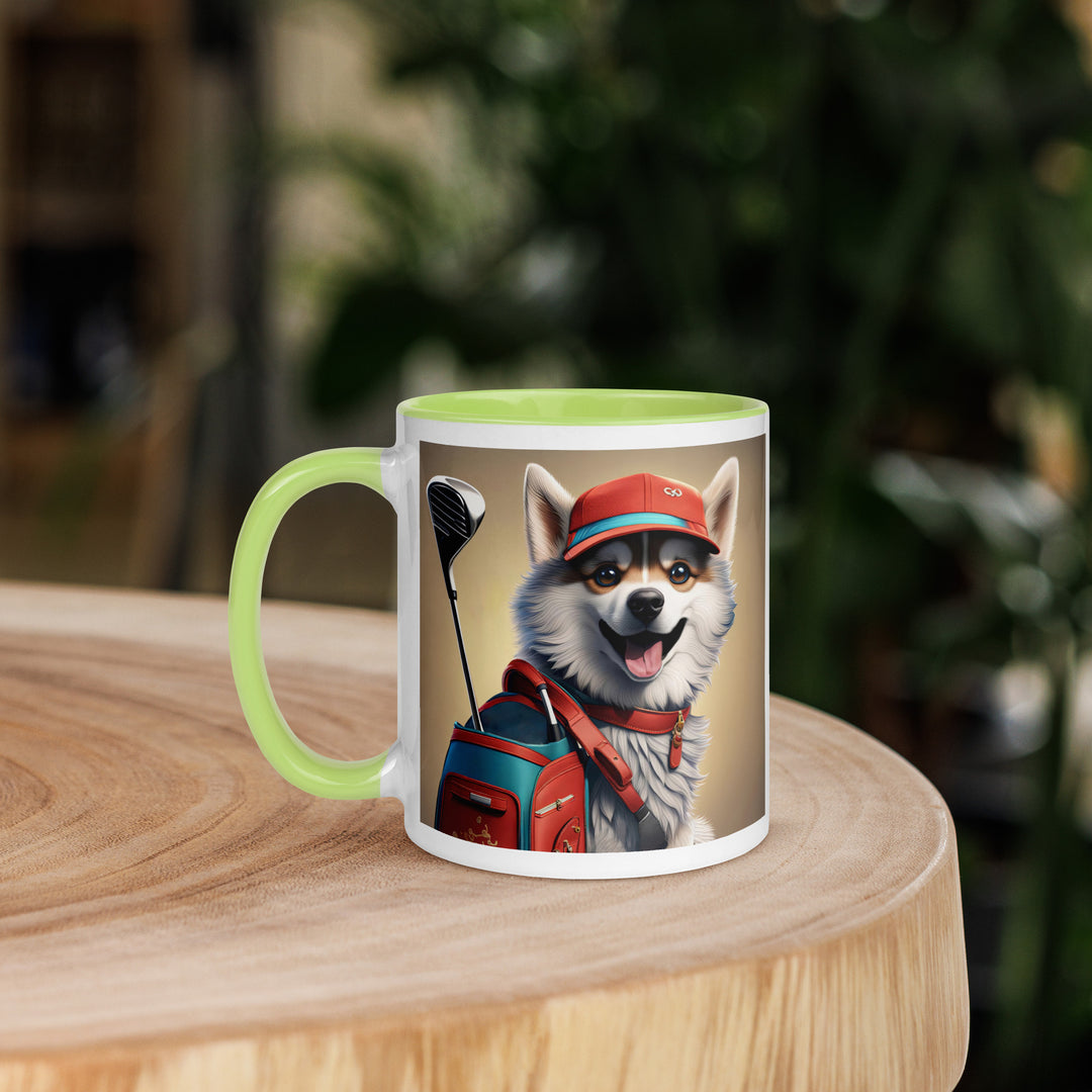 Pomsky Golfer- Mug with Color Inside v8