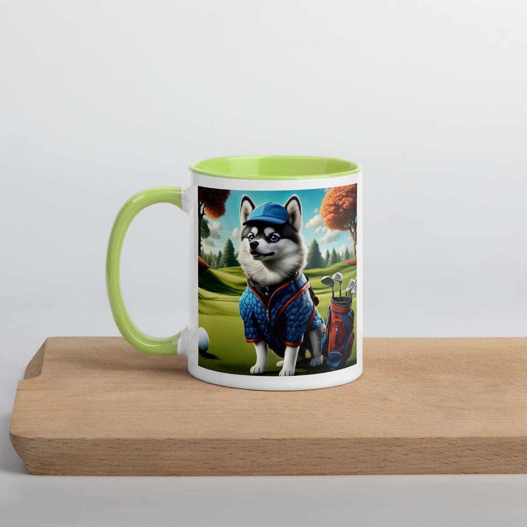 Pomsky Golfer- Mug with Color Inside v5