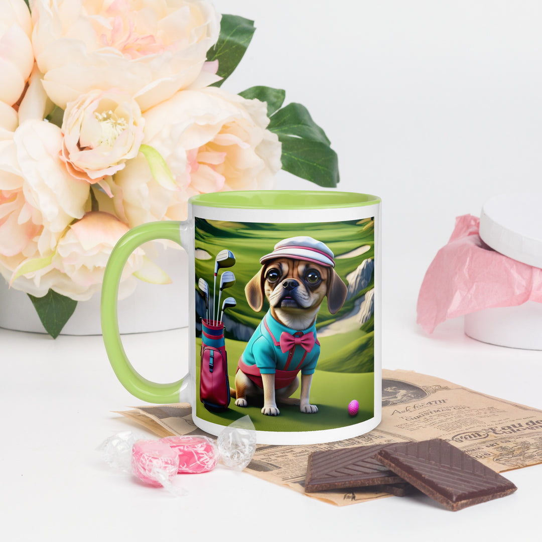 Puggle Golfer- Mug with Color Inside v10