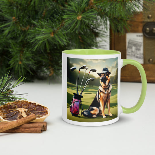 German Shepherd Golfer- Mug with Color Inside