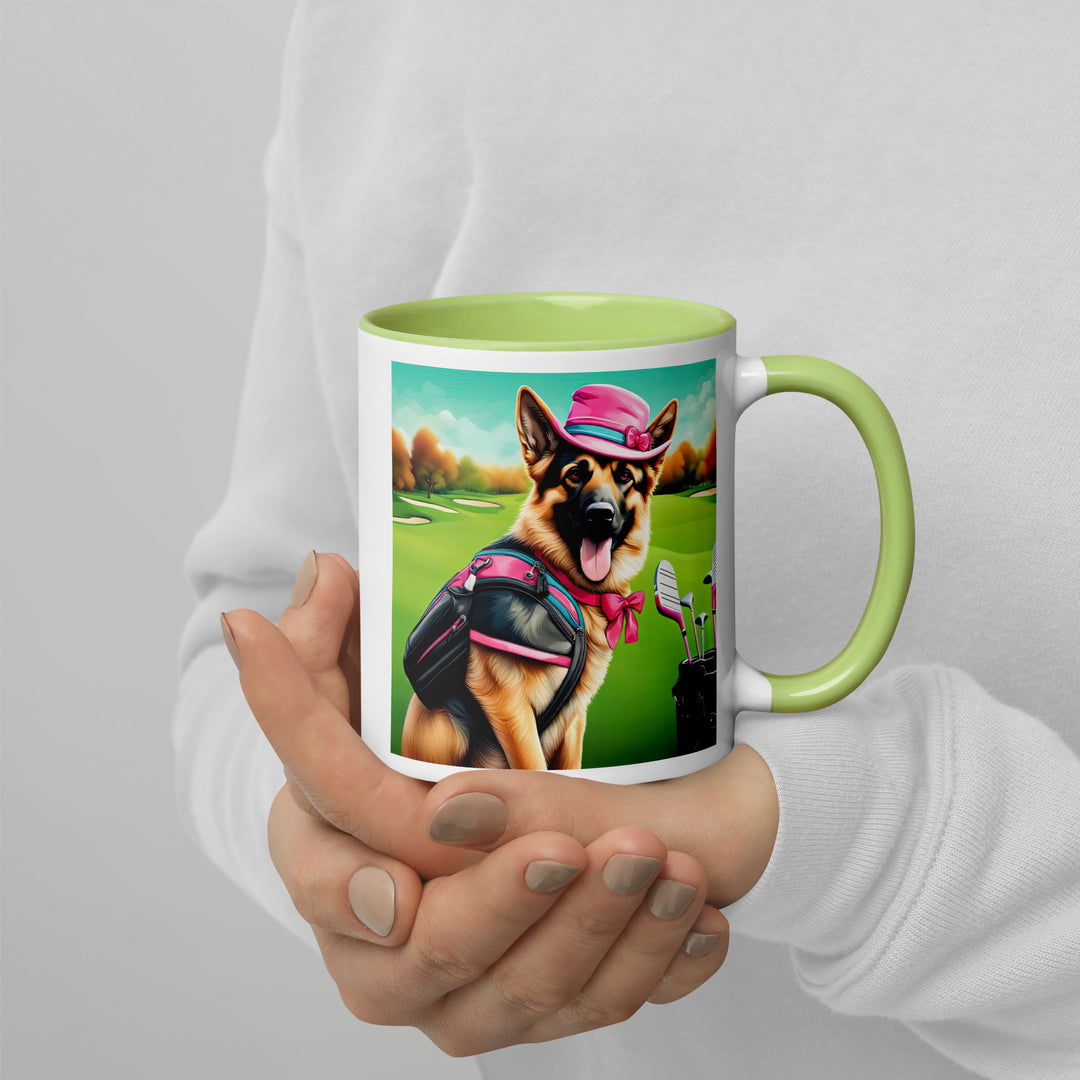 German Shepherd Golfer- Mug with Color Inside V3