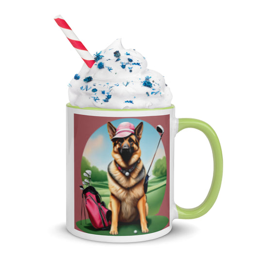 German Shepherd Golfer- Mug with Color Inside V4