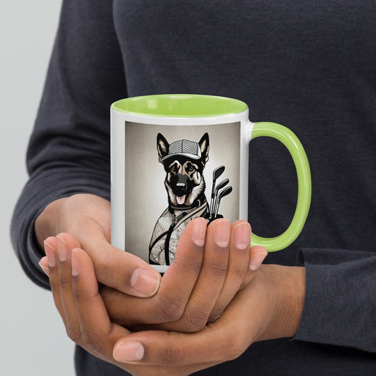 German Shepherd Golfer- Mug with Color Inside V5