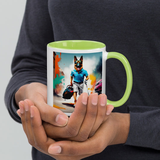 German Shepherd Golfer- Mug with Color Inside V12