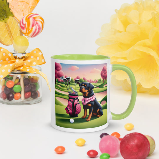 Rottweiler Golfer- Mug with Color Inside