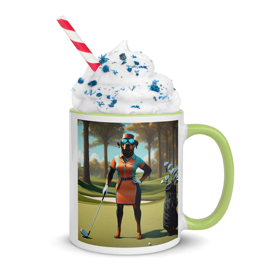 Rottweiler Golfer- Mug with Color Inside v4