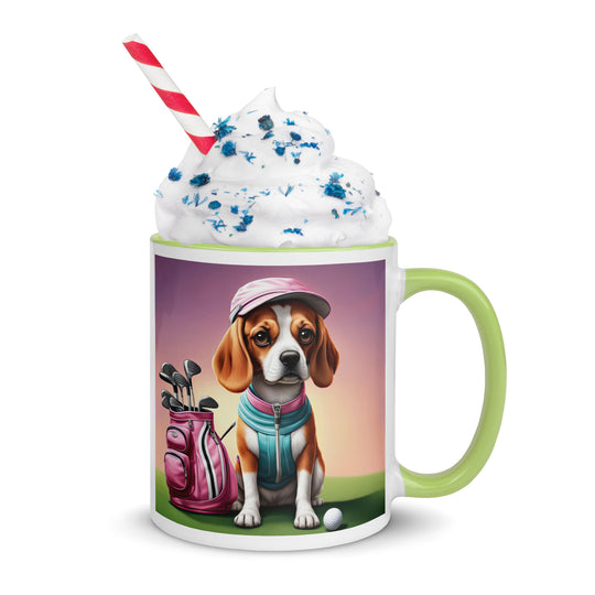 Beagle Golfer- Mug with Color Inside v3