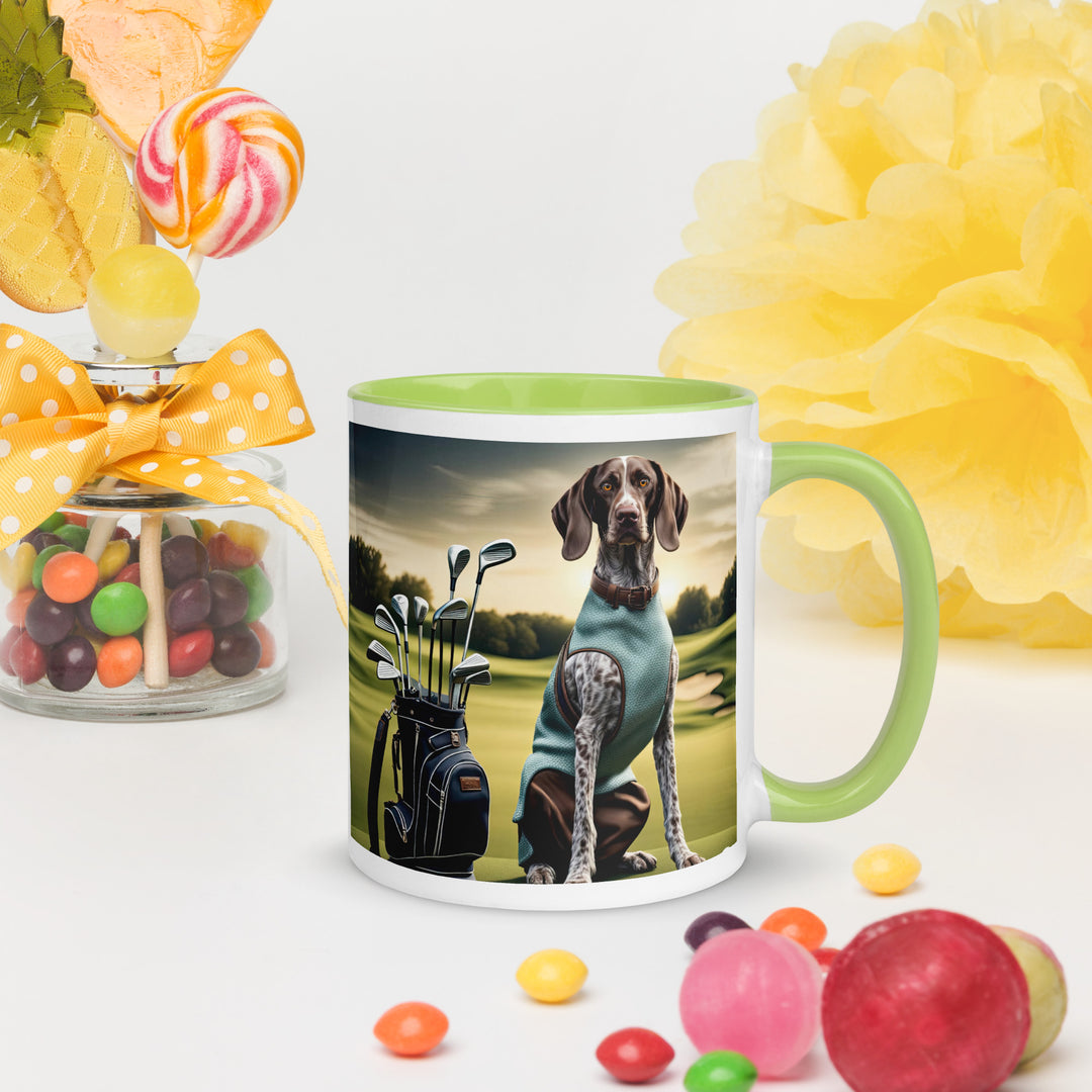 German Shorthaired Pointer Golfer- Mug with Color Inside v2