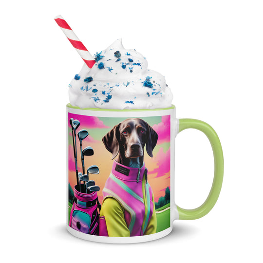 German Shorthaired Pointer Golfer- Mug with Color Inside v3