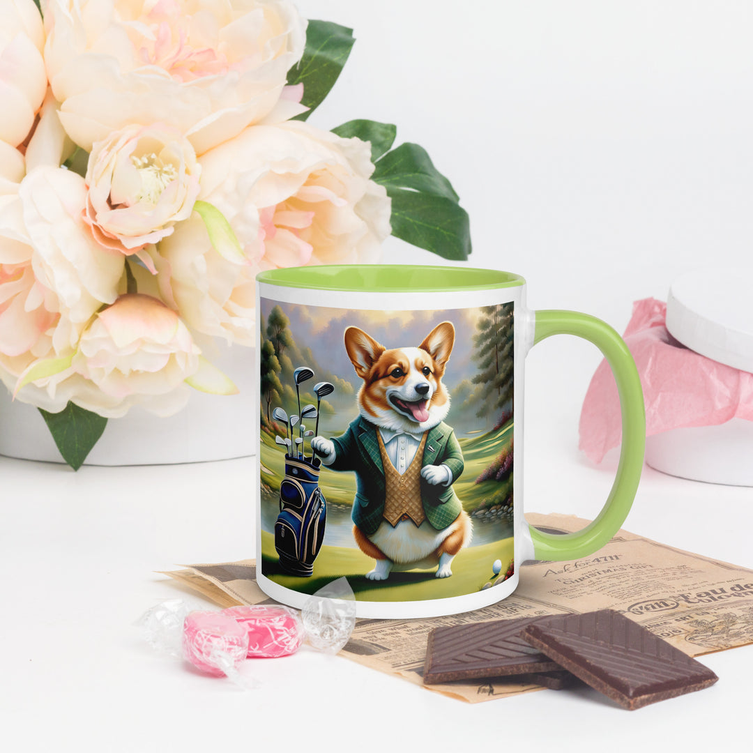 Pembroke Welsh Corgi Golfer- Mug with Color Inside v4