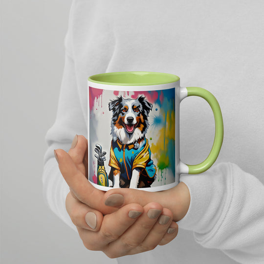 Australian Shepherd Golfer- Mug with Color Inside v3