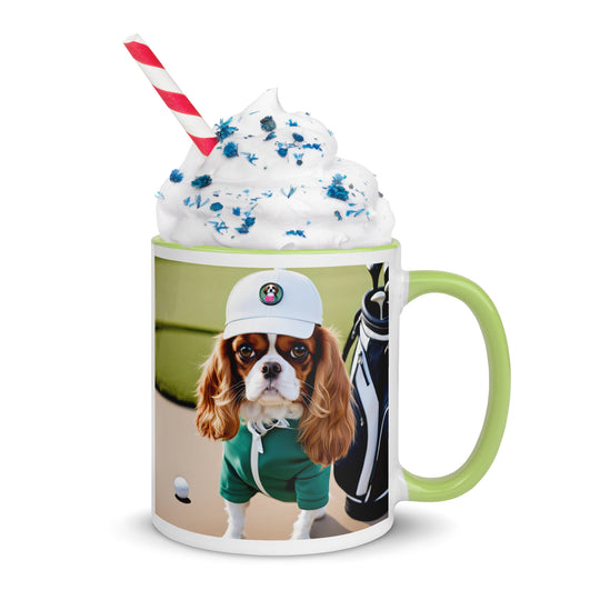 Cavalier King Charles Spaniel Golfer- Mug with Color Inside v4