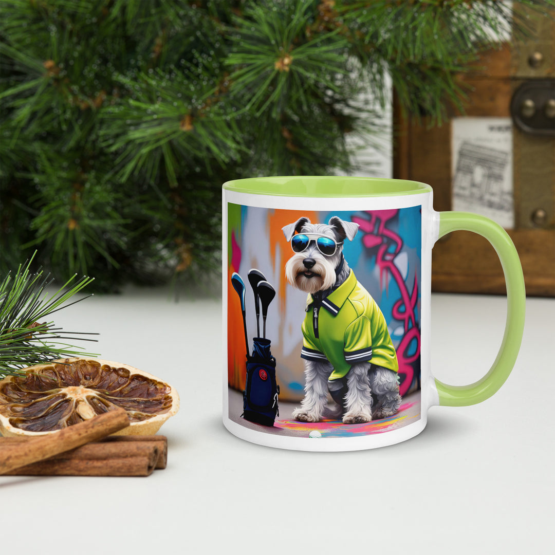 Miniature Schnauzer Golfer- Mug with Color Inside v3