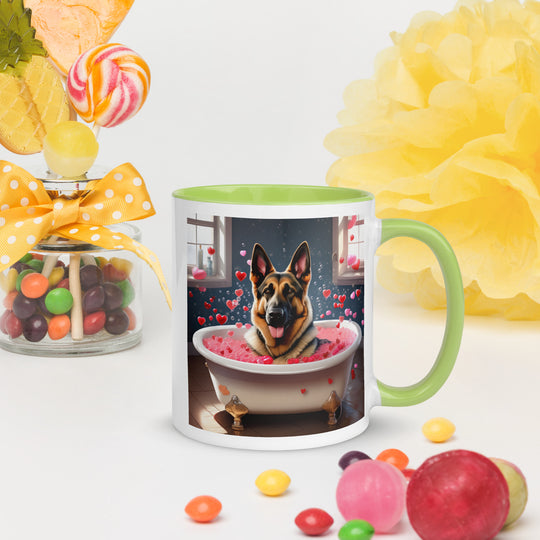 German Shepherd Romantic- Mug with Color Inside v3