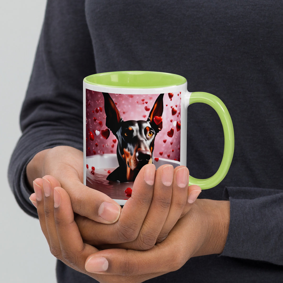 Doberman Pinscher Romantic- Mug with Color Inside v2