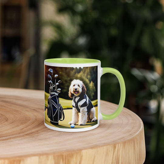 Bernedoodle Golfer- Mug with Color Inside