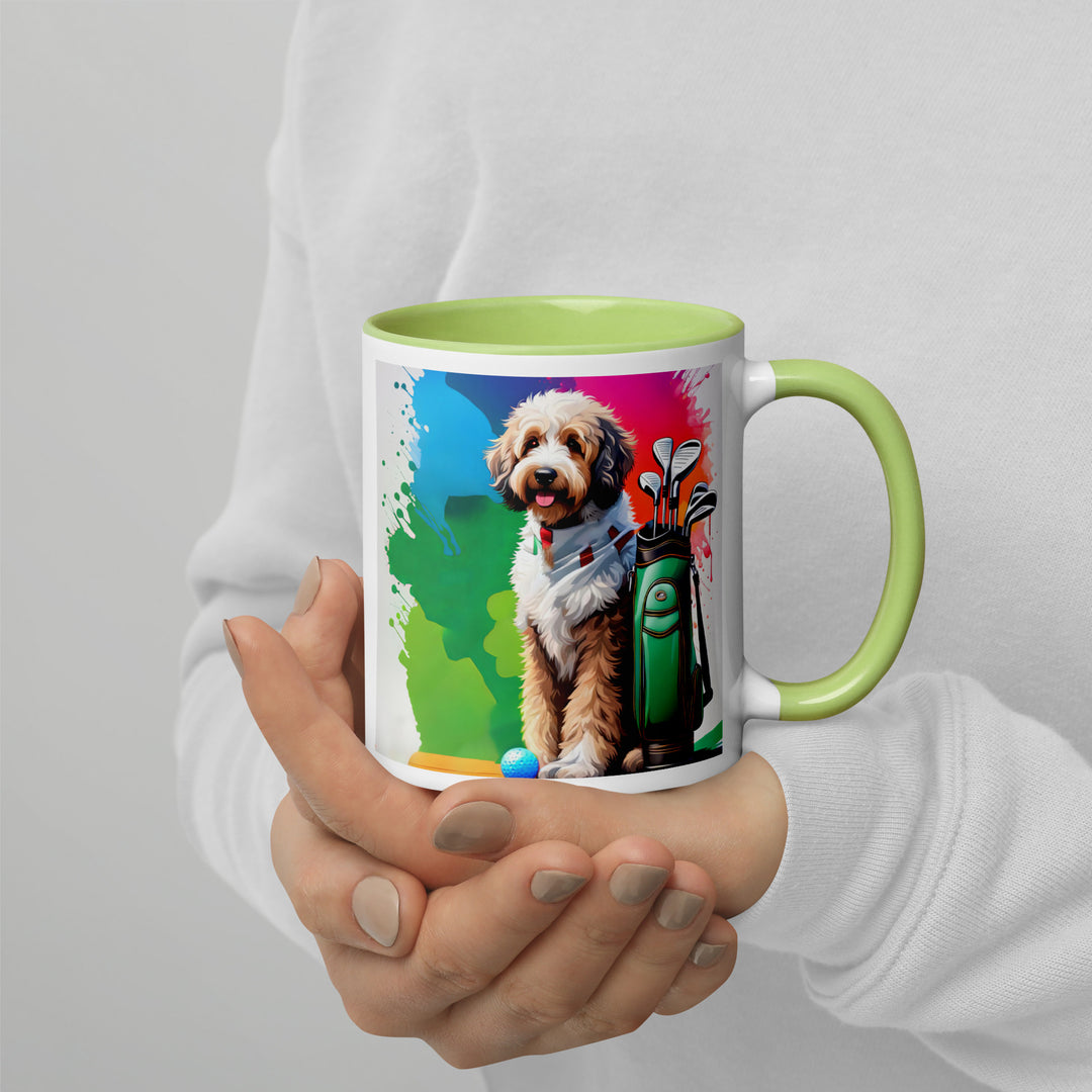 Bernedoodle Golfer- Mug with Color Inside v3