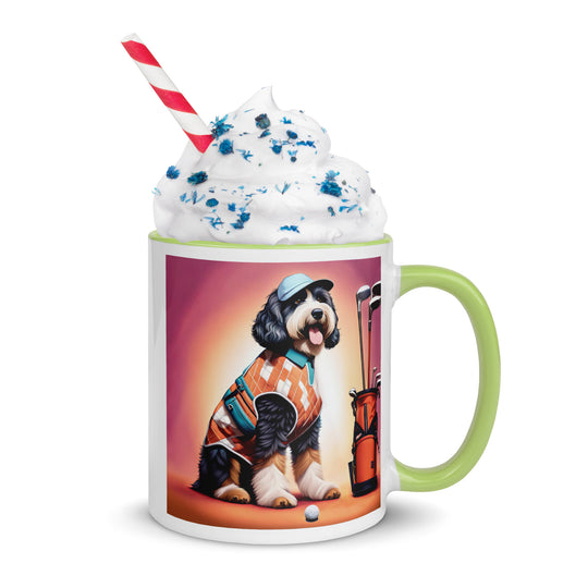 Bernedoodle Golfer- Mug with Color Inside v4