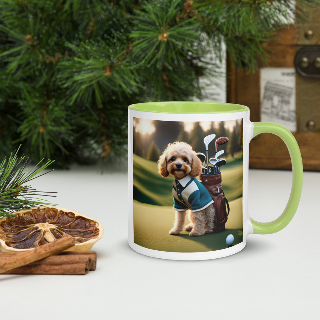 Cavapoo Golfer- Mug with Color Inside v8