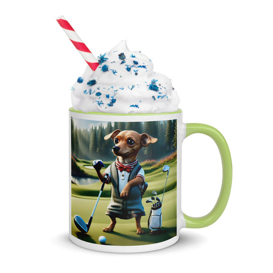 Chiweenie Golfer- Mug with Color Inside v3