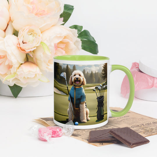 Goldendoodle Golfer- Mug with Color Inside v3