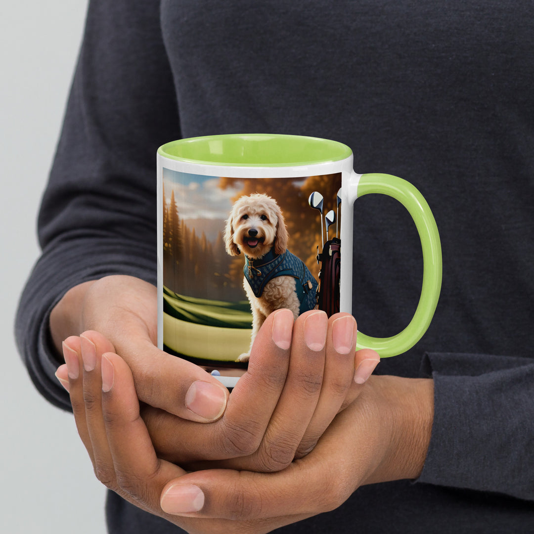 Goldendoodle Golfer- Mug with Color Inside v4