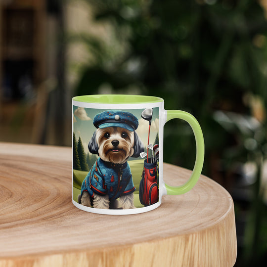 Yorkipoo Golfer- Mug with Color Inside v4