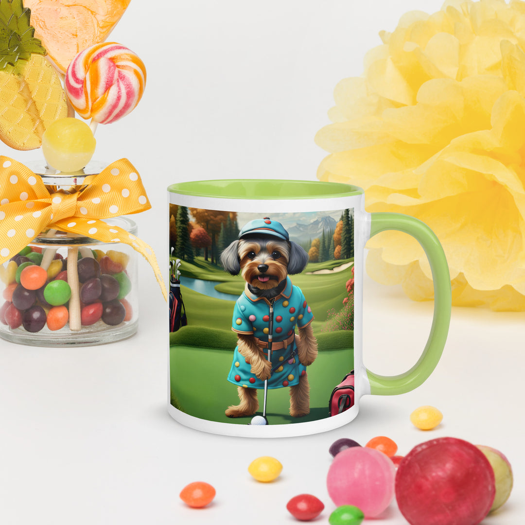 Yorkipoo Golfer- Mug with Color Inside v8