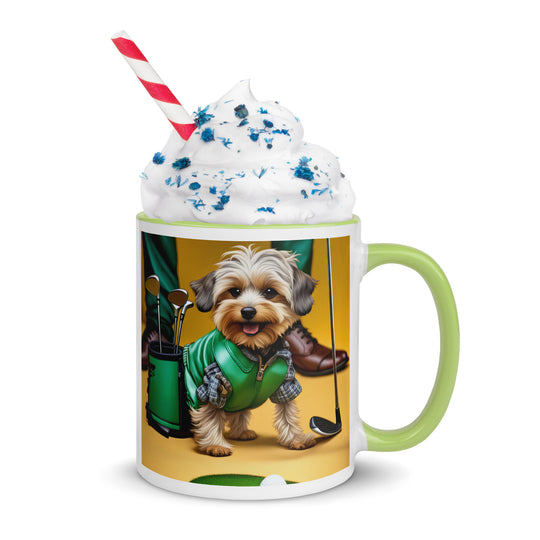 Yorkipoo Golfer- Mug with Color Inside v12