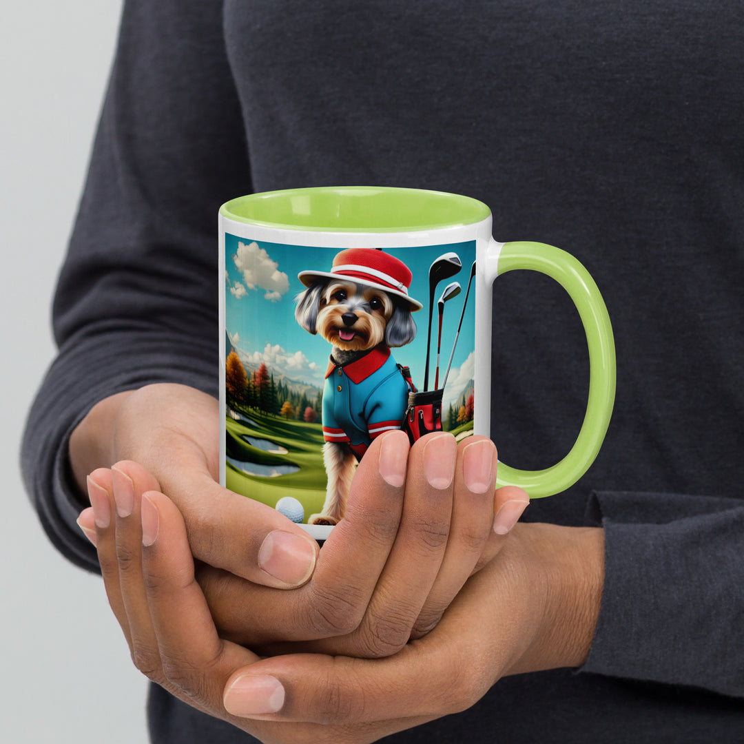 Yorkipoo Golfer- Mug with Color Inside v13