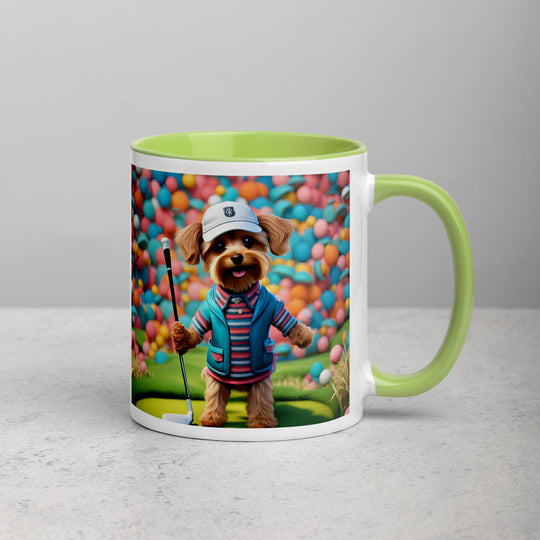 Yorkipoo Golfer- Mug with Color Inside v14