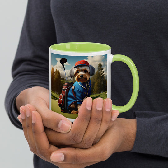 Yorkipoo Golfer- Mug with Color Inside v16