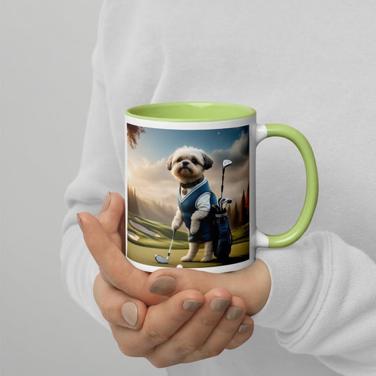 Pugapoo Golfer- Mug with Color Inside v6