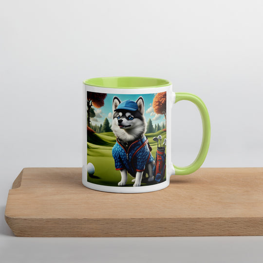 Pomsky Golfer- Mug with Color Inside v5