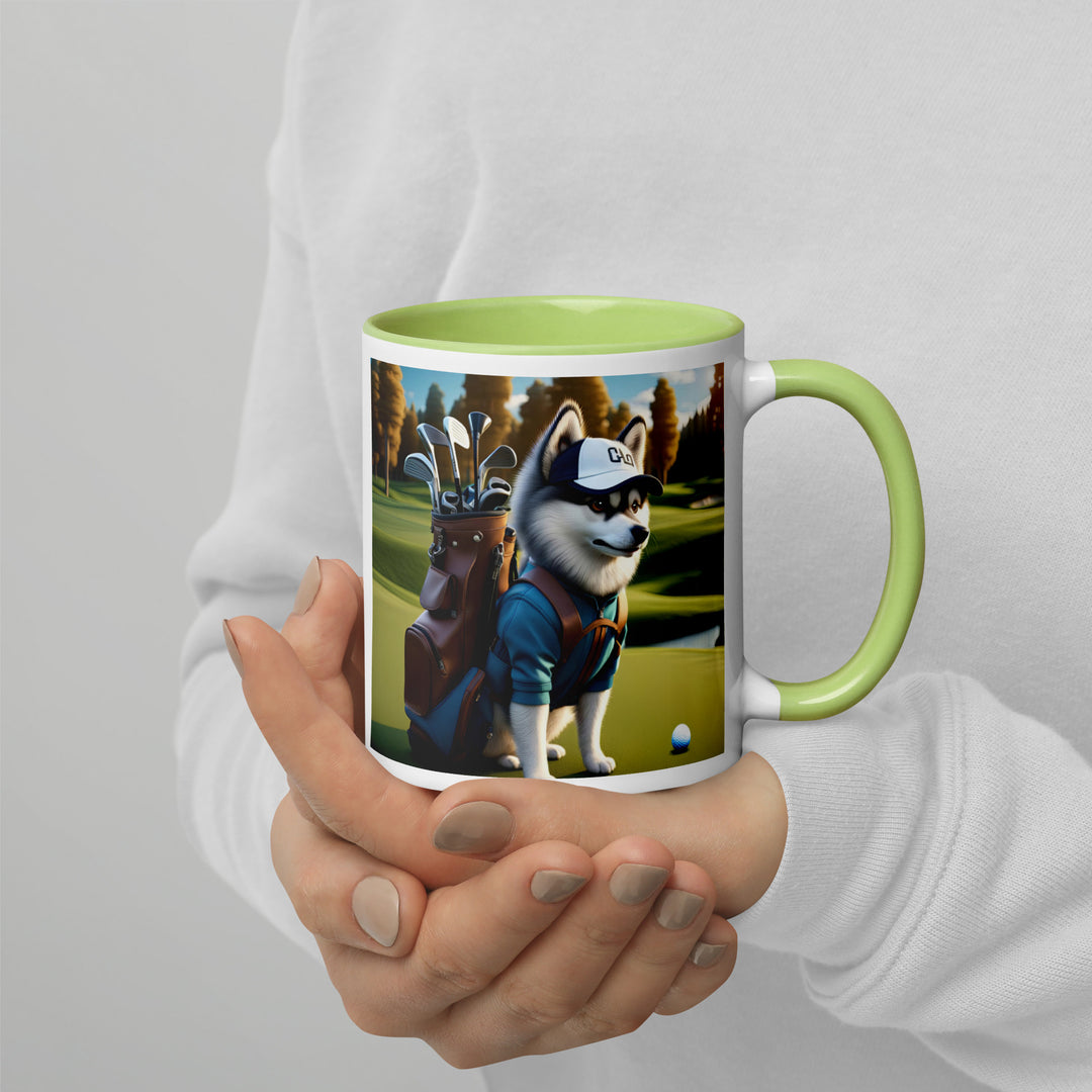 Pomsky Golfer- Mug with Color Inside v10