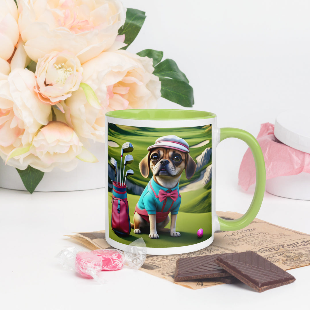 Puggle Golfer- Mug with Color Inside v10