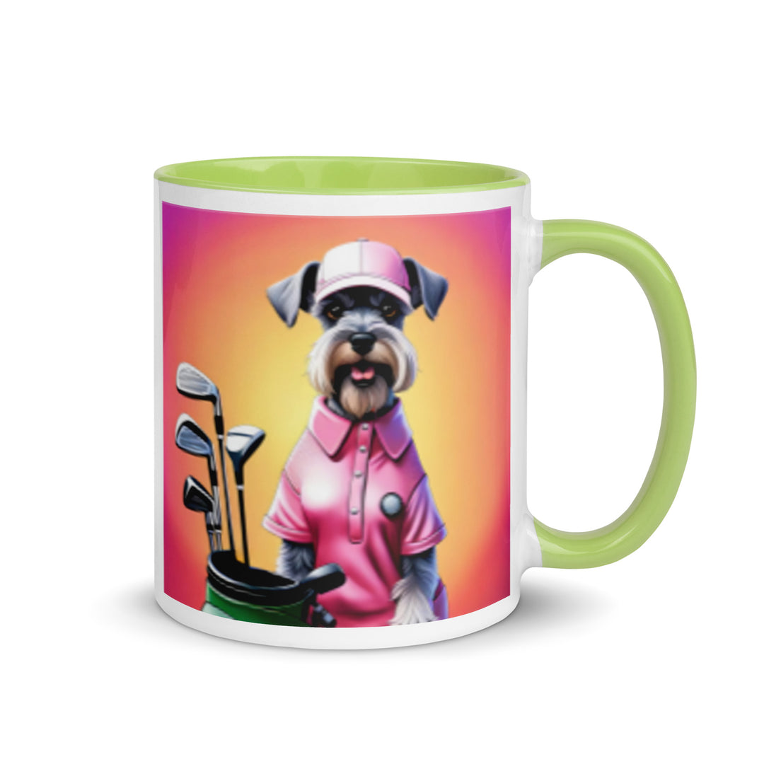 Miniature Schnauzer Golfer- Mug with Color Inside v4