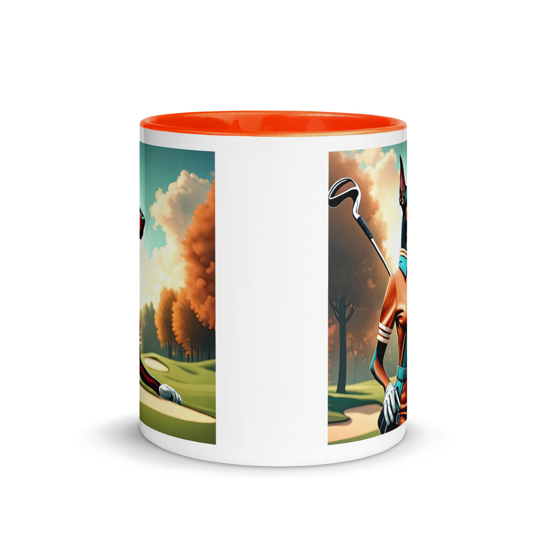 Doberman Pinscher Golfer- Mug with Color Inside