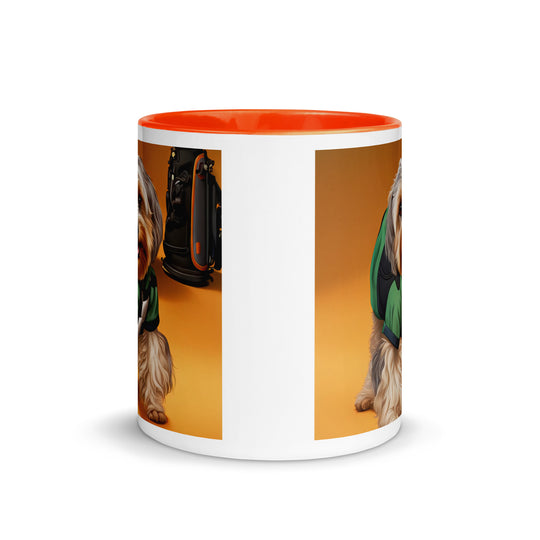 Yorkipoo Golfer- Mug with Color Inside v11