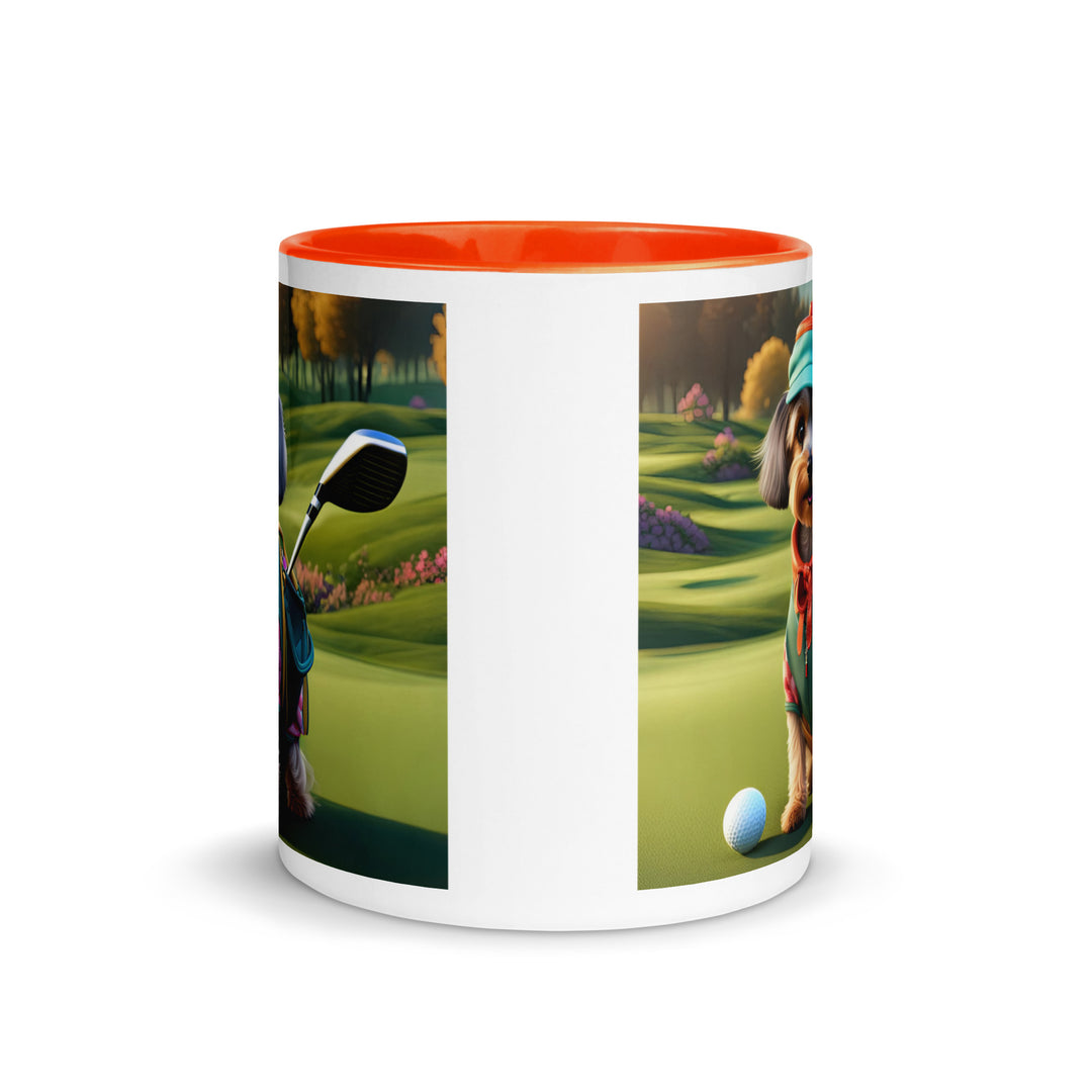 Yorkipoo Golfer- Mug with Color Inside v15