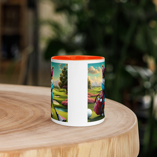 Pomsky Golfer- Mug with Color Inside v2