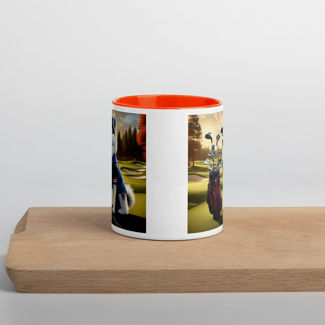 Pomsky Golfer- Mug with Color Inside v4